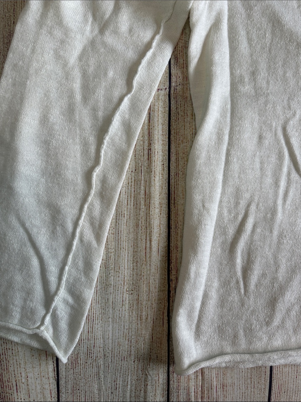 Rag & Bone Men's Cream Linen Blend Raw Hem Crewneck Sweater L - Picture 5 of 8